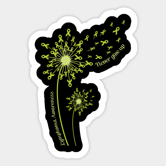 Dandelion Lymphoma Awareness Never Give Up Sticker by Elliottda